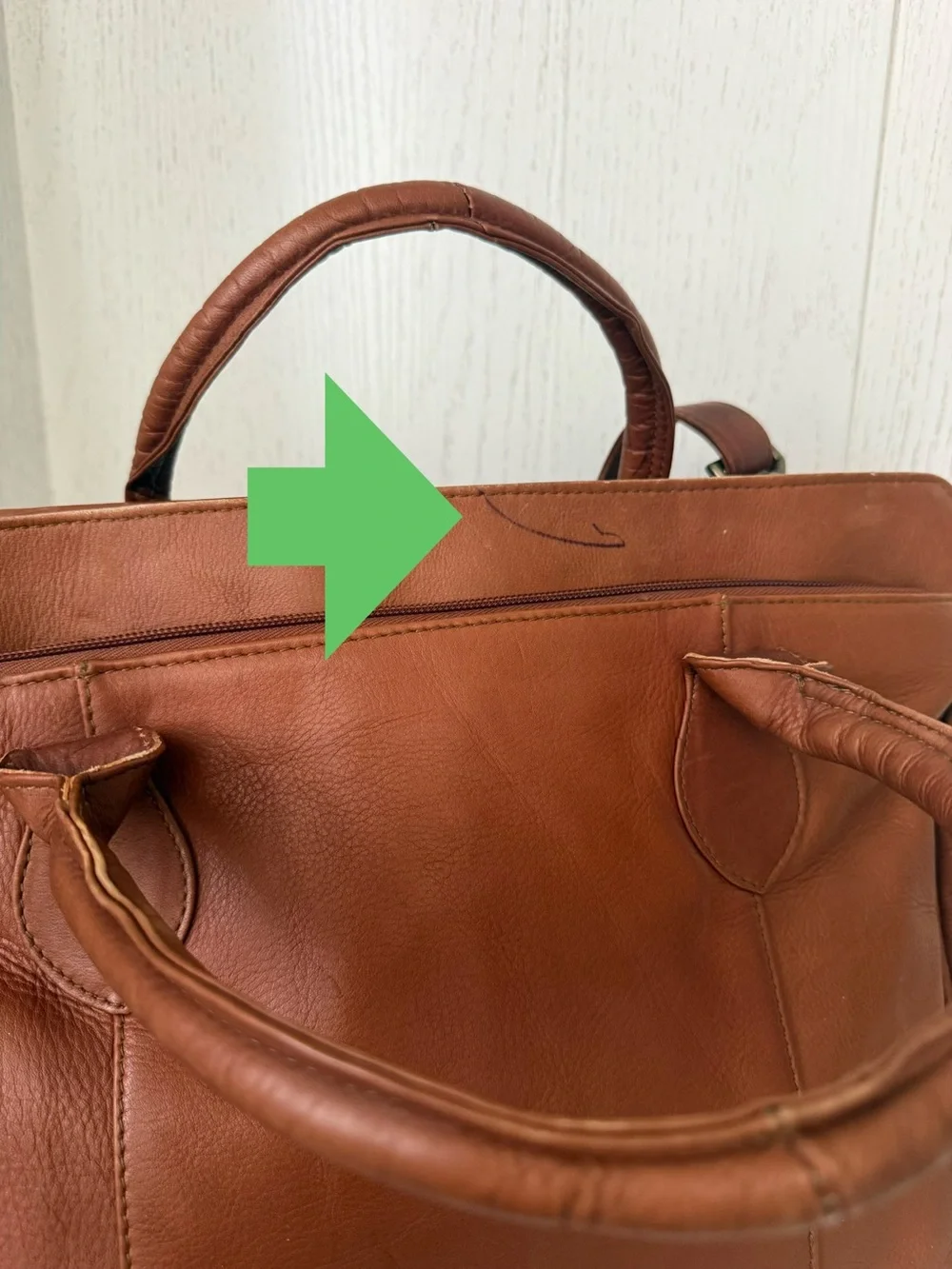 Graffeo Leather Briefcase Tote in Cognac
